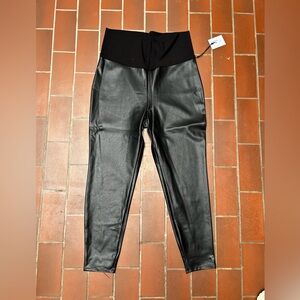 Hatch Black Stretch Leather Leggings
